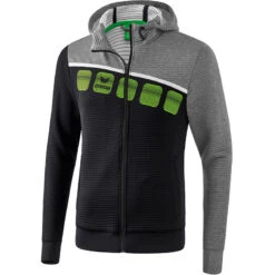 Erima 5-C Trainingsjacke Mit Kapuze – Black/greymelange/white