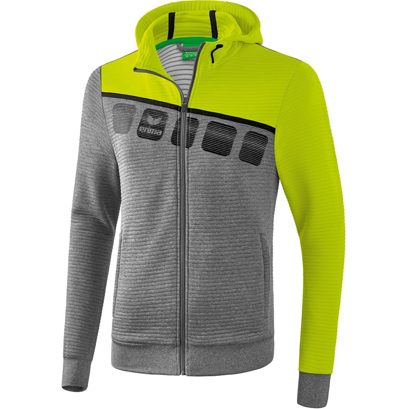 Erima 5-C Trainingsjacke Mit Kapuze – Grey Melange/lime Pop/black 3 Erima 5-C Trainingsjacke Mit Kapuze – Grey Melange/lime Pop/black