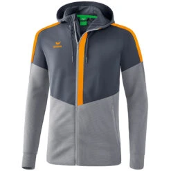 Erima Squad Trainingsjacke Mit Kapuze – Slate Grey/monument Grey/new Orange