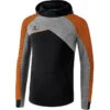 Erima Premium One 2.0 Kapuzensweat – Black/grey Melange/neon Orange -Sportbekleidungs Geschäft 1071815