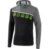 Erima 5-C Kapuzensweatshirt – Black/greymelange/white -Sportbekleidungs Geschäft 1071904