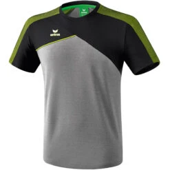 Erima Premium One 2.0 T-Shirt – Grey-melange/black/lime Pop