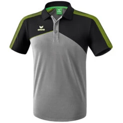 Erima Premium One 2.0 Poloshirt – Grey-melange/black/lime Pop